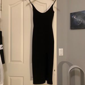 Midi Black Midi Dress with Slit